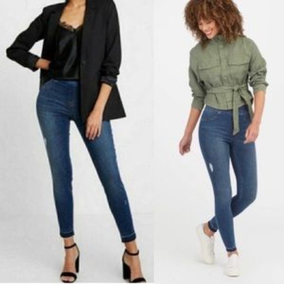 New Spanx Distressed Denim Pull On Leggings Size XS - Picture 3 of 11